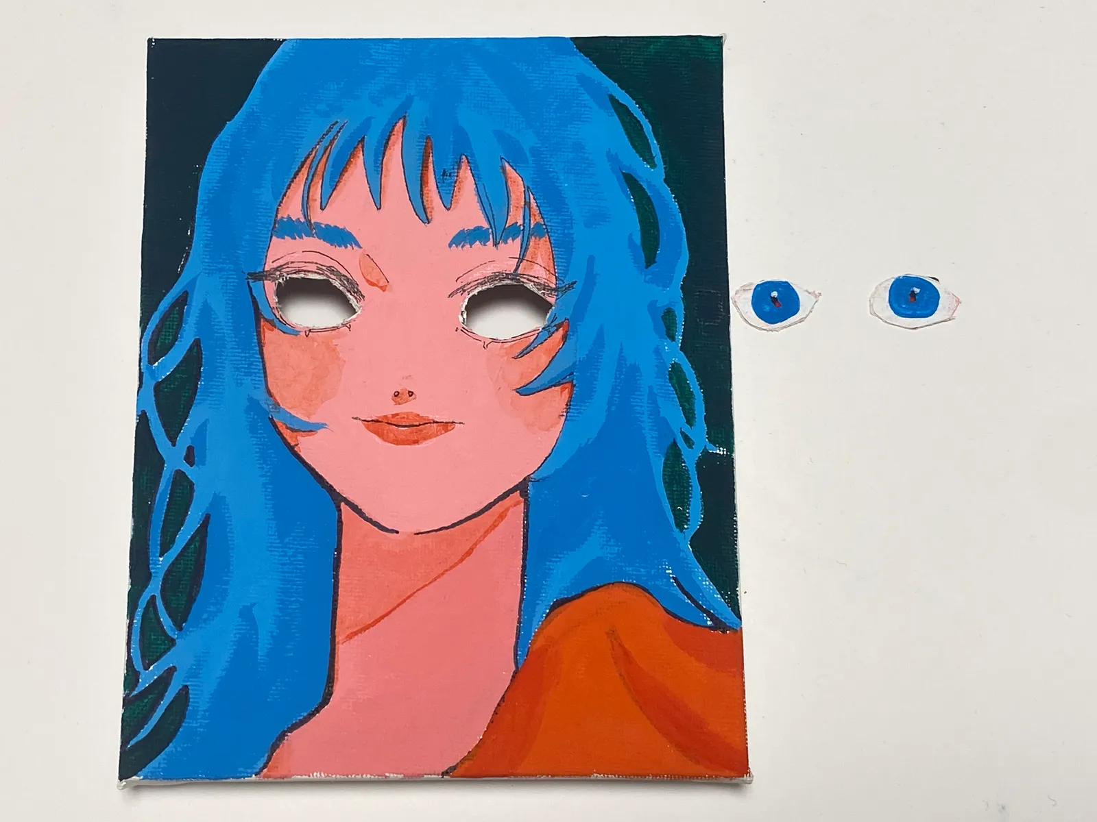 目をくり抜いた原画